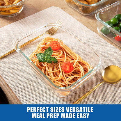 5-Pack Borosilicate Glass Containers with Tempered Lids, 35.2oz/4.4 Cup Airtight Meal Prep Set, Microwave/Freezer Safe (Gray)