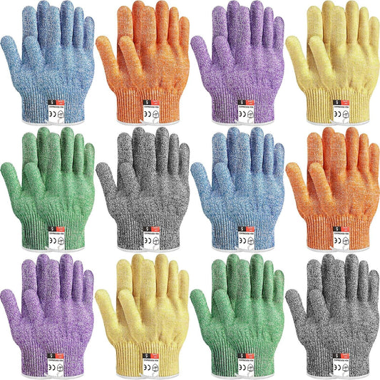 Hercicy 12 Pairs Cut Resistant Gloves Level 5 Protection Safety Cutting Kitchen Cuts Gloves for Chefs Garden
