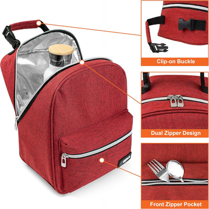opux Lunch Box for Girls Boys Kids, Insulated Leakproof Lunch Bag, Reusable Teen Lunch Boxes for School, Medium Large lunchbox for Women Men Adult for Work with Front Back Pocket (Purple)