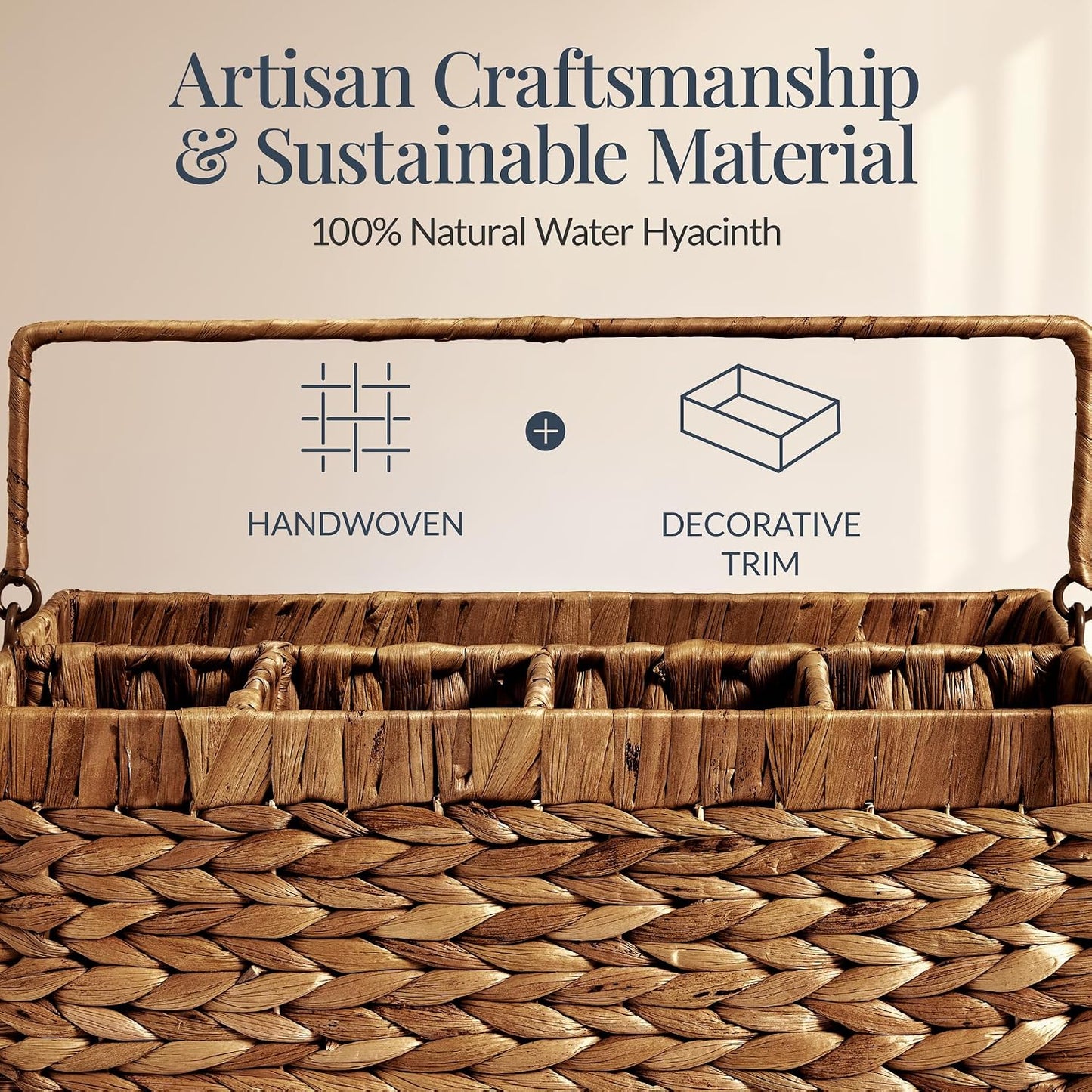 Best Choice Products Handwoven Silverware Organizer w/Handle, 5 Compartment Flatware Organizer, Shelf Storage Basket, Wicker Utensil Caddy, Cutlery Basket Holder for Party, Picnic, BBQ - Chestnut