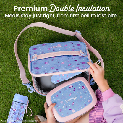Bentgo Kids Lunch Bag - Durable, Double-Insulated Lunch Bag for Kids 3+; Holds Lunch Box, Water Bottle, & Snacks; Easy-Clean Water-Resistant Fabric & Multiple Zippered Pockets (Mermaid)