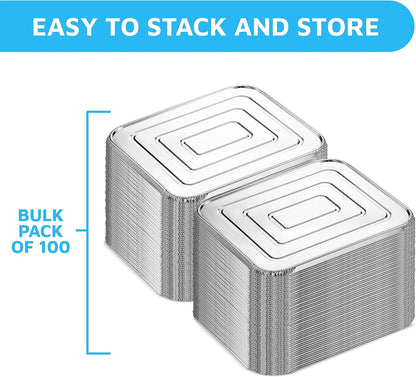 MontoPack Half-Size Aluminium Foil Lids | [100 Pack] Perfect Fit for 9x13 Roasting Pans | Premium Quality for Baking & Catering | Disposable Food Prep Containers Lids