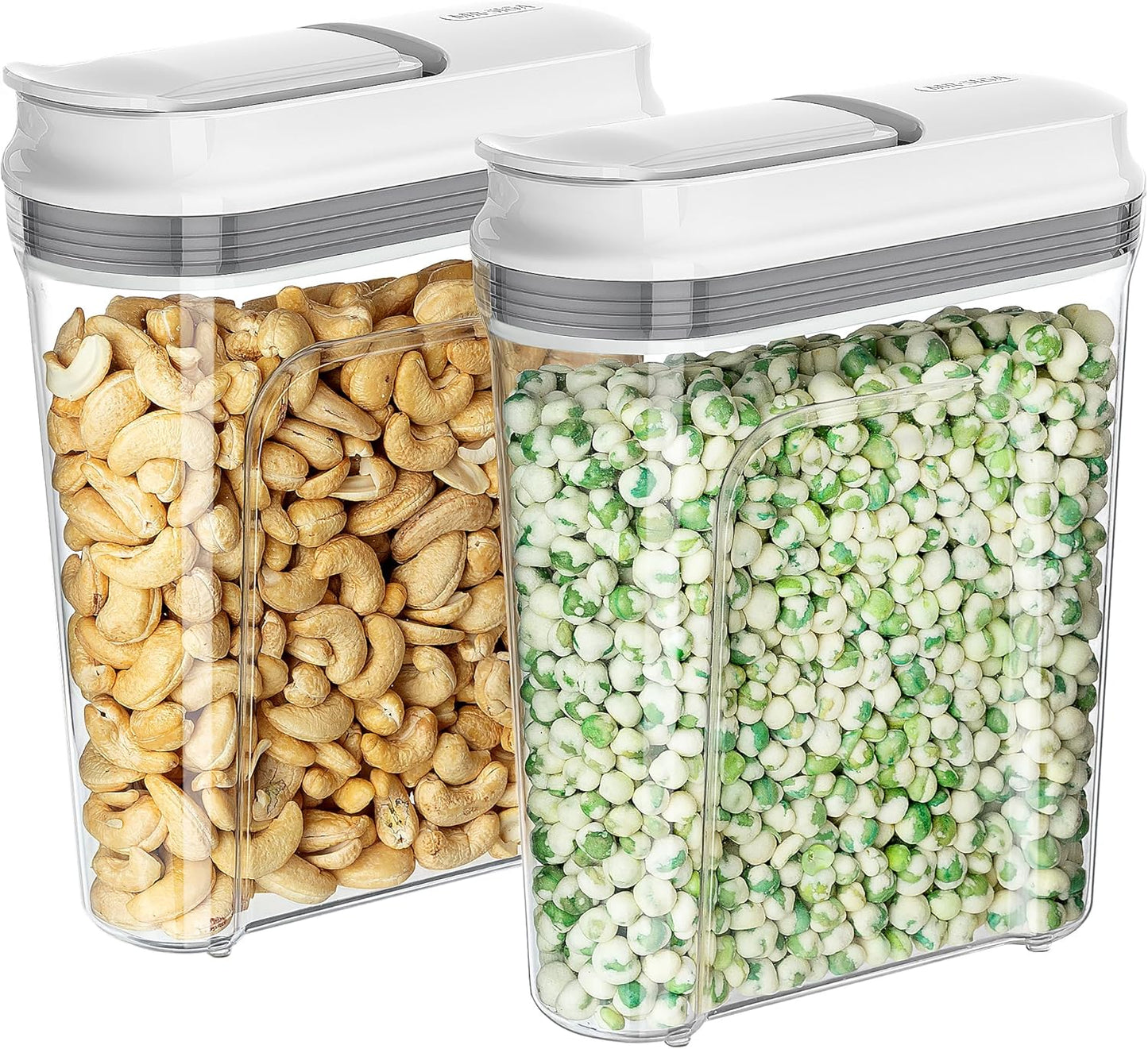 MR.SIGA Airtight Cereal Dispenser Set, Storage Containers for Dry Goods, Nuts, Beans, Snacks, BPA Free, 1.3 L / 1.37 Qt, Small, Clear, 2 Pack