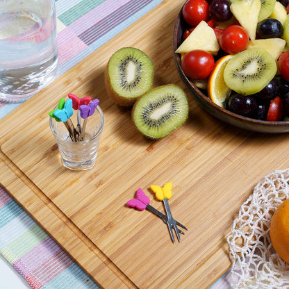 Cocktail Forks, 6-Piece Appetizer Forks, Cat Shapes, Stainless Steel and Silicone Small Forks for Fruits, Cheese, Appetizers