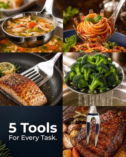 Zulay Kitchen Stainless Steel Serving Spoon - 11.5” Large Cooking & Serving Spoon with Ergonomic Handle - Durable, Rust-Resistant & Dishwasher Safe Kitchen Utensil for Cooking and Buffets