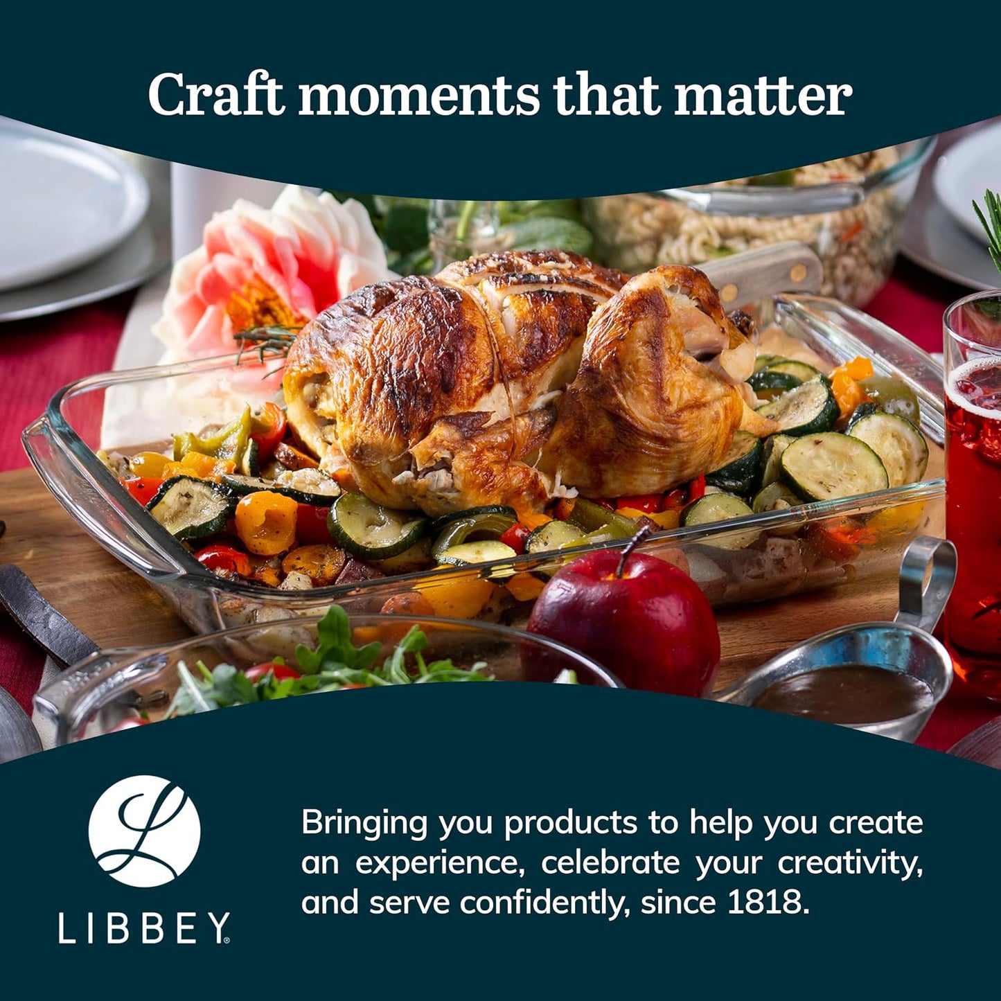 Libbey Baker’s Premium 2 Piece Glass Pie Plate, Stackable, Space Saving Casserole Dish Set with Lids, Glass Baking Dish Set for Fruit Pies, Quiches