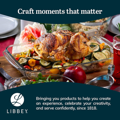 Libbey Baker’s Premium 2 Piece Glass Pie Plate, Stackable, Space Saving Casserole Dish Set with Lids, Glass Baking Dish Set for Fruit Pies, Quiches