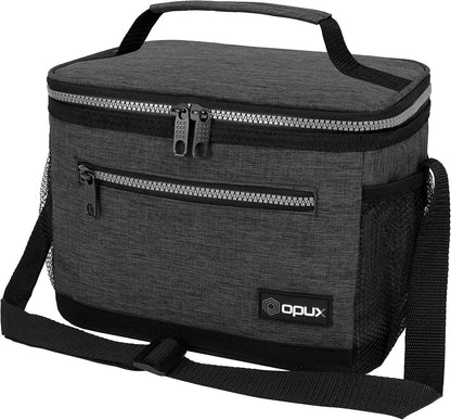 opux Insulated Lunch Box Men Women, Lunch Bag for Work School, Leakproof Soft Cooler Tote Adult, Large Lunch Pail Kids Boys Girls, Picnic Beach Food Bag with Shoulder Strap, Purple Floral