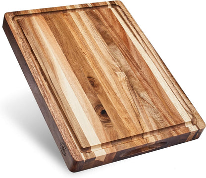 Sonder Los Angeles Doheny Wood Cutting Board Set | Acacia Edge Grain Cutting Board for Kitchen with Juice Groove | Perfect for Compact Daily Use | Gift Box Included | 14x10x1 in & 12x8x1 in