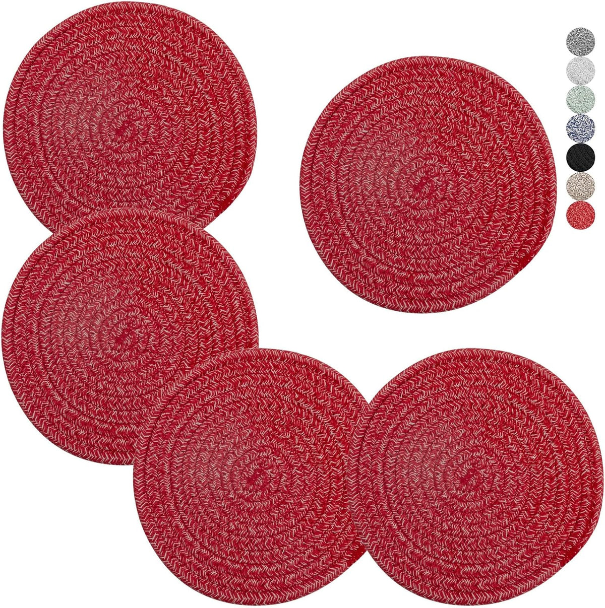 Trivets for Hot Dishes, Pots and Pans, 8 Inches Hot Pads 5 Pcs, Pot Holders for Kitchen, Heat Resistant Mat Protect Counter, Coasters Set Home Essentials Farmhouse Decor (Brown)