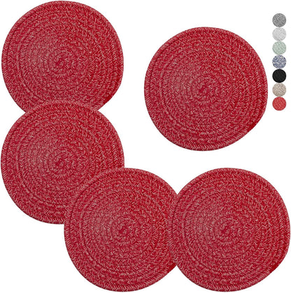 Trivets for Hot Dishes, Pots and Pans, 8 Inches Hot Pads 5 Pcs, Pot Holders for Kitchen, Heat Resistant Mat Protect Counter, Coasters Set Home Essentials Farmhouse Decor (Brown)