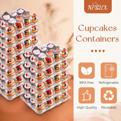 NPLUX 12 Count Cupcake Containers 12 Pack Clear Plastic Cupcake Boxes