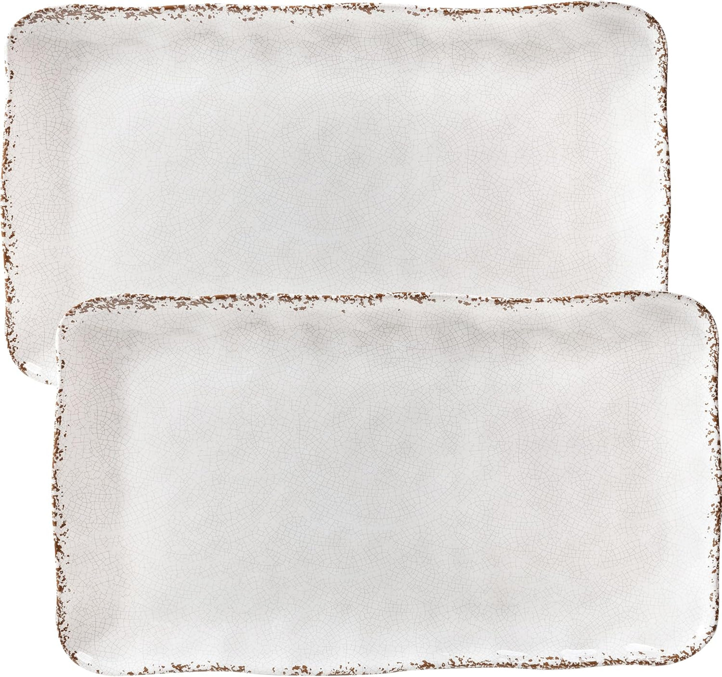 Melamine Serving Platters, set of 2, 17" x 10" Large Reusable BPA Free Rectangular Party Tray/Platters for Serving Appetizers, Fruits On Christmas and all Occasions,Red