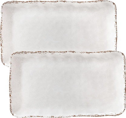 Melamine Serving Platters, set of 2, 17" x 10" Large Reusable BPA Free Rectangular Party Tray/Platters for Serving Appetizers, Fruits On Christmas and all Occasions,Red