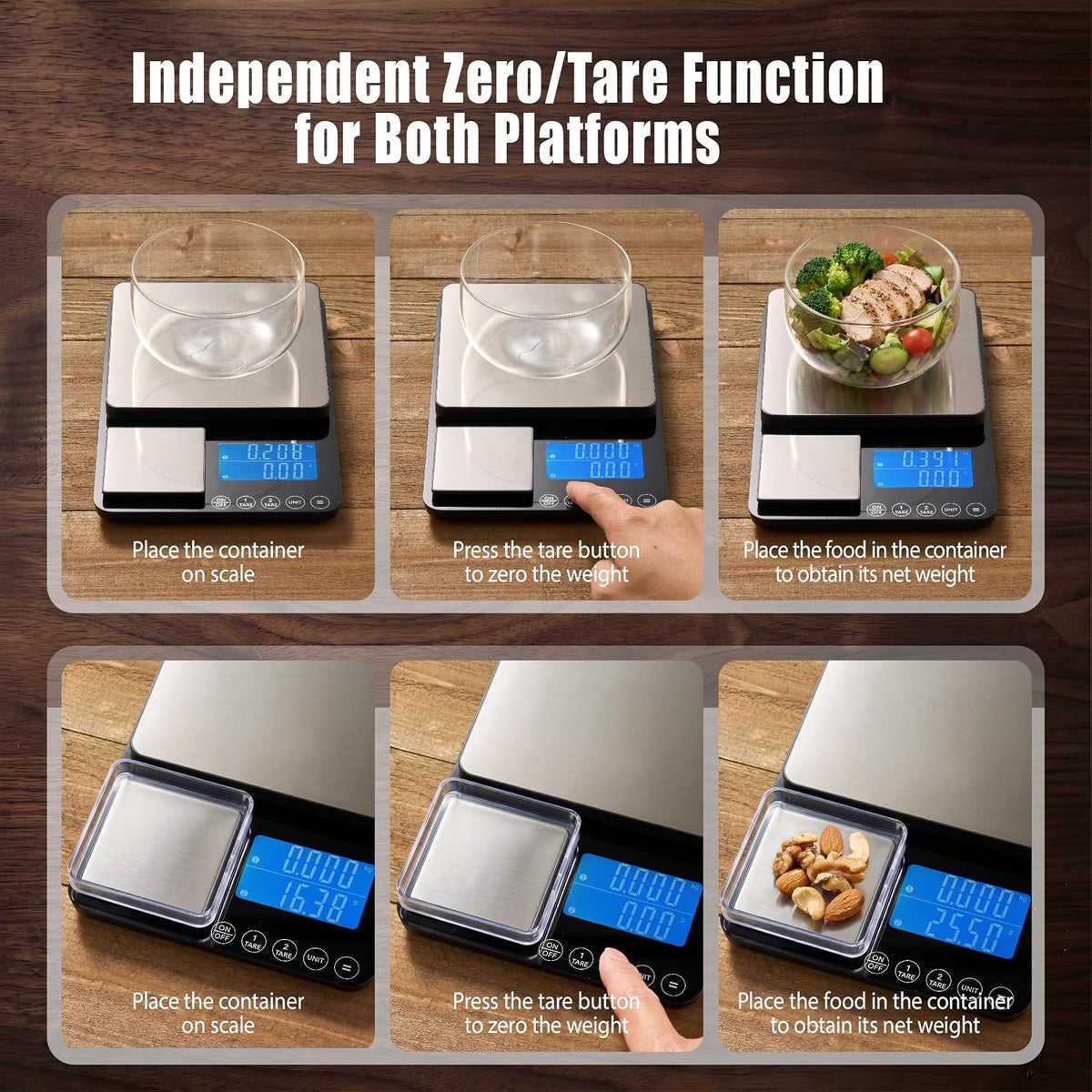 Food Scale 44lb/20kg, Extra-Large Platform Digital Kitchen Scale, 1g/0.1oz High Precision, Stainless Steel/Tempered Glass, Weight Grams and oz for Cooking Baking Meal Prep Sourdough Bread
