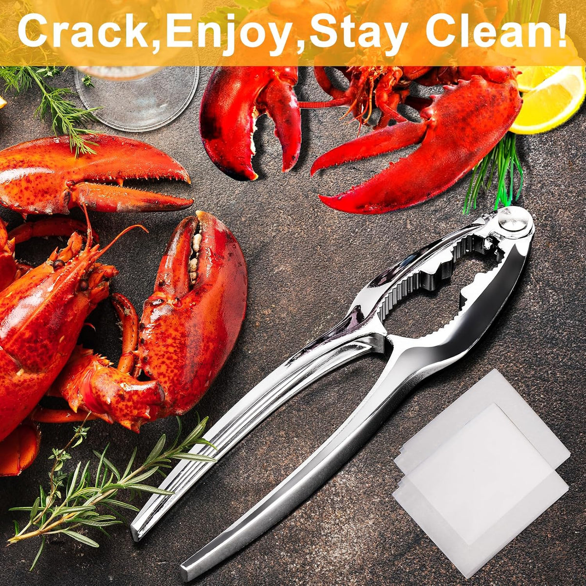 Seafood Tools Set includes 2 Crab Crackers, 2 Lobster Crackers Shellers, 4 Crab Leg Forks/Picks - Nut Cracker Set