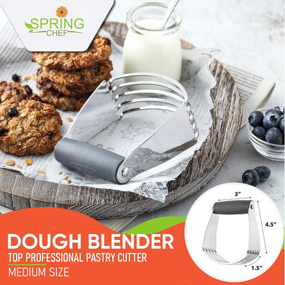 Spring Chef Large Dough Blender For Baking - Durable Pastry Blender - Black
