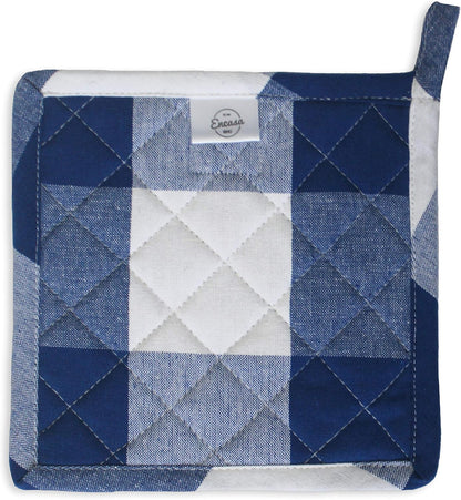 Encasa XO Pot Holders, Quilted Kitchen Hot Pads 8"x8" Black