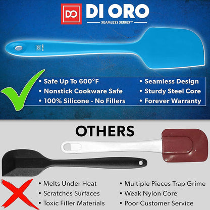 DI ORO Silicone Spatula Set - Rubber Kitchen Spatulas for Baking, Cooking, & Mixing - 600°F Heat-Resistant & BPA Free Silicone Scraper Spatulas for Nonstick Cookware - Dishwasher Safe (4pc, Black)