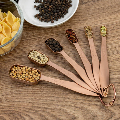 13-piece Measuring Cups and Spoons Set, 18/8 Stainless Steel Heavy Duty Ergonomic Handle with Ring Connector, Silver