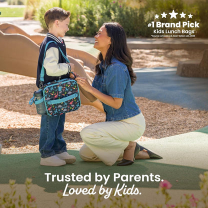 Bentgo Kids Lunch Bag - Durable, Double-Insulated Lunch Bag for Kids 3+; Holds Lunch Box, Water Bottle, & Snacks; Easy-Clean Water-Resistant Fabric & Multiple Zippered Pockets (Mermaid)