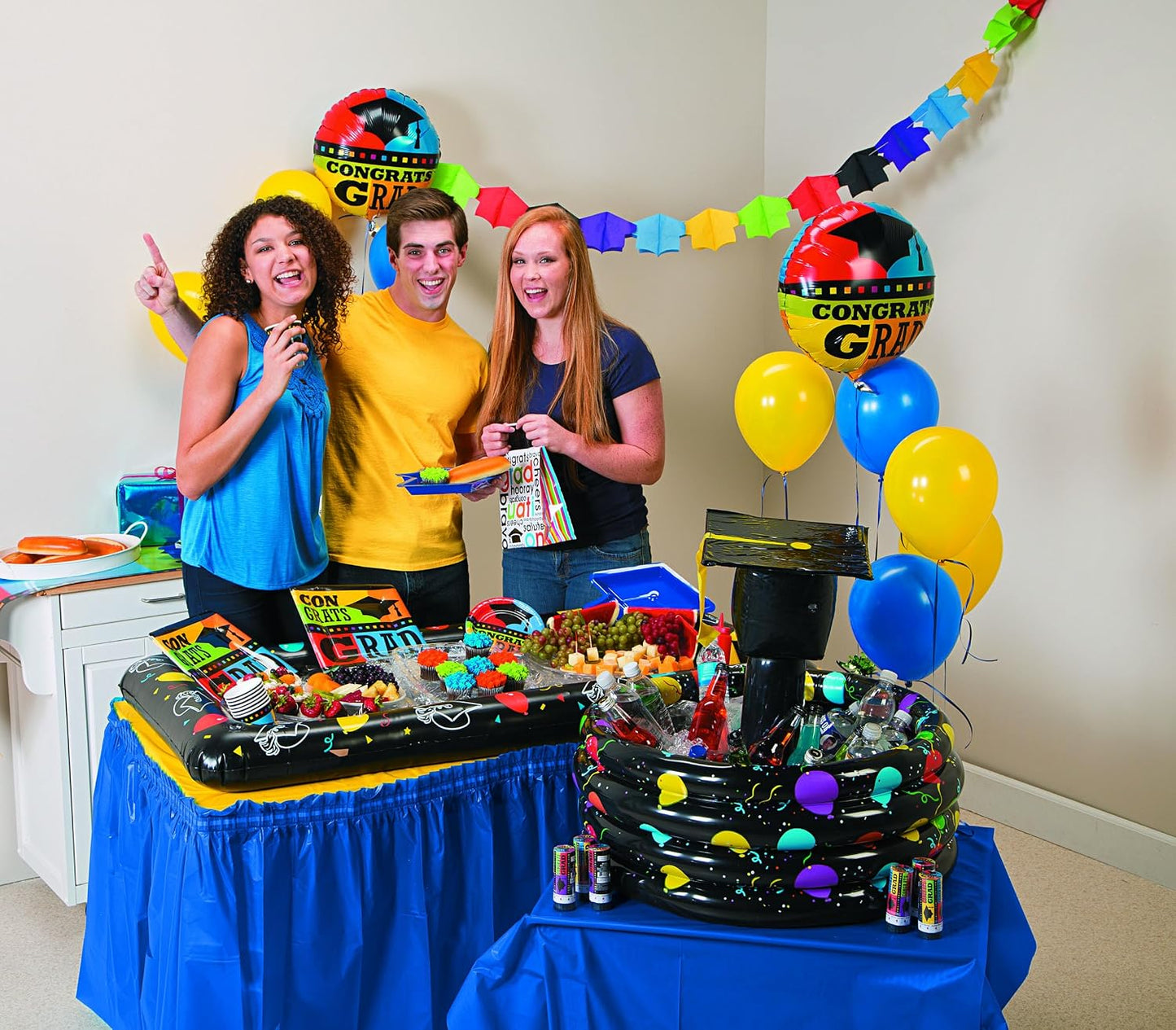 Fun Express Inflatable Cooler 54x28 Inch Large Drink Cooler for Parties - Portable Bar Table for Events & Grad Party Supplies | Ice Holder Buffet Station for Outdoor Party Essentials & Hosting