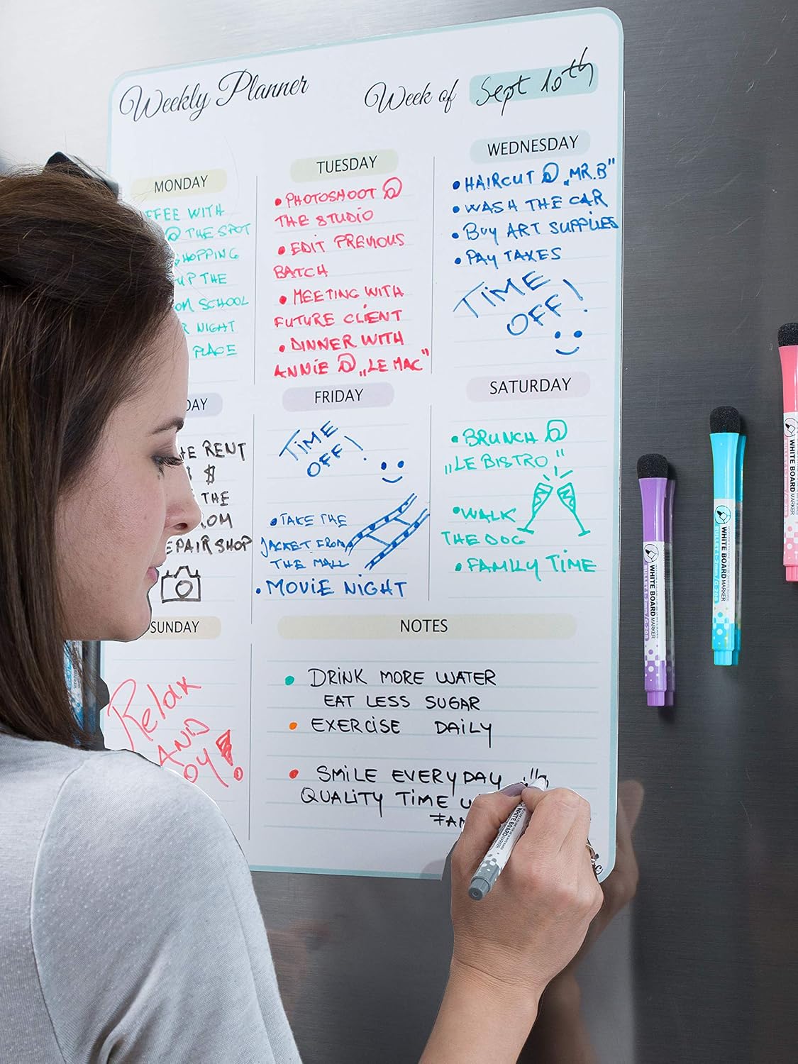 17x12 inch Dry Erase Whiteboard - Magnetic Fridge Calendar - White Board Calendar for Refrigerator