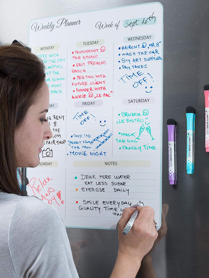 17x12 inch Dry Erase Whiteboard - Magnetic Fridge Calendar - White Board Calendar for Refrigerator