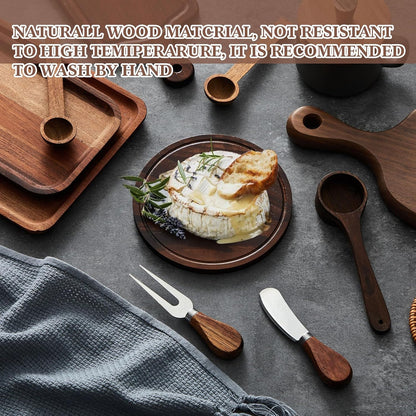 Maxcheck 6 Sets Baby Shower Bridal Game Prizes for Winners Round Cheese Board Set Wood Mini Charcuterie Board with Knives and Forks Thank You Card with Gift Box for Guests Wedding (Bamboo)