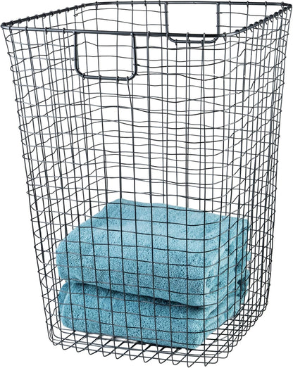 G.E.T. WB-315-MG Heavy Duty Iron Wire Utility Storage Basket/Bin with Handles, 11" x 8" x 8"