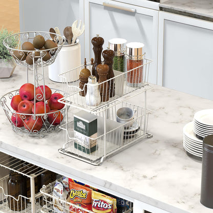 Simple Houseware 2 Tier Cabinet Wire Basket Drawer Organizer, Grey
