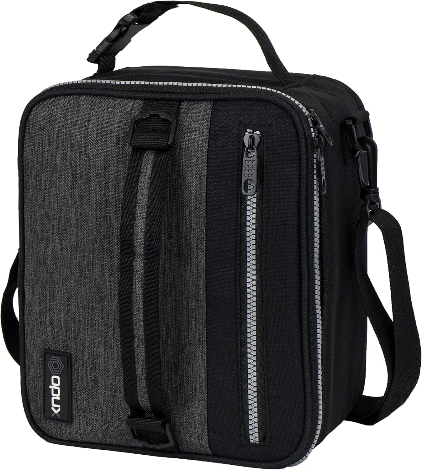 opux Insulated Lunch Box for Men Women Adult, Compact Lunch Bag for Kids Boy Girl Teen, Soft Lunch Cooler Bag for Work School, Leakproof Lunchbox Lunch Pail with Clip-on Buckle, Grey Flowers