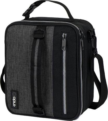opux Insulated Lunch Box for Men Women Adult, Compact Lunch Bag for Kids Boy Girl Teen, Soft Lunch Cooler Bag for Work School, Leakproof Lunchbox Lunch Pail with Clip-on Buckle, Grey Flowers