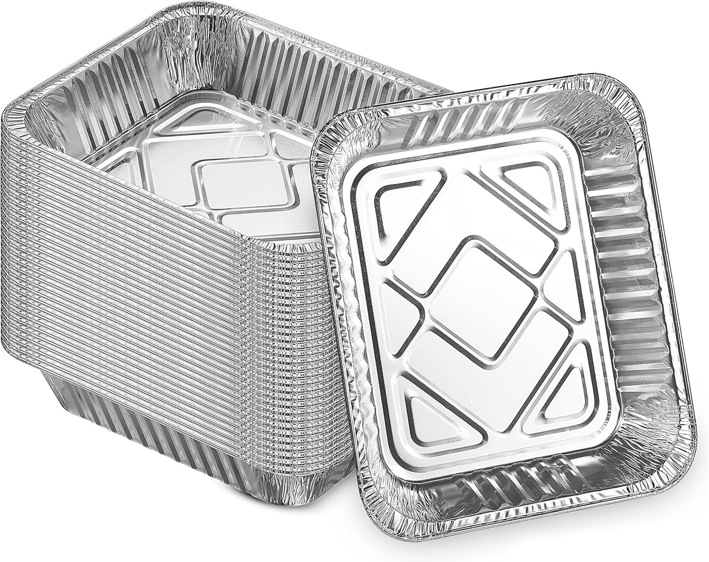 MontoPack Half-Size Aluminium Foil Lids | [100 Pack] Perfect Fit for 9x13 Roasting Pans | Premium Quality for Baking & Catering | Disposable Food Prep Containers Lids