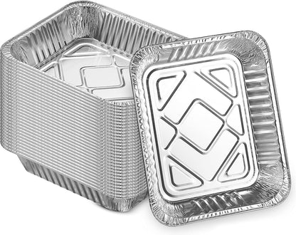MontoPack Half-Size Aluminium Foil Lids | [100 Pack] Perfect Fit for 9x13 Roasting Pans | Premium Quality for Baking & Catering | Disposable Food Prep Containers Lids
