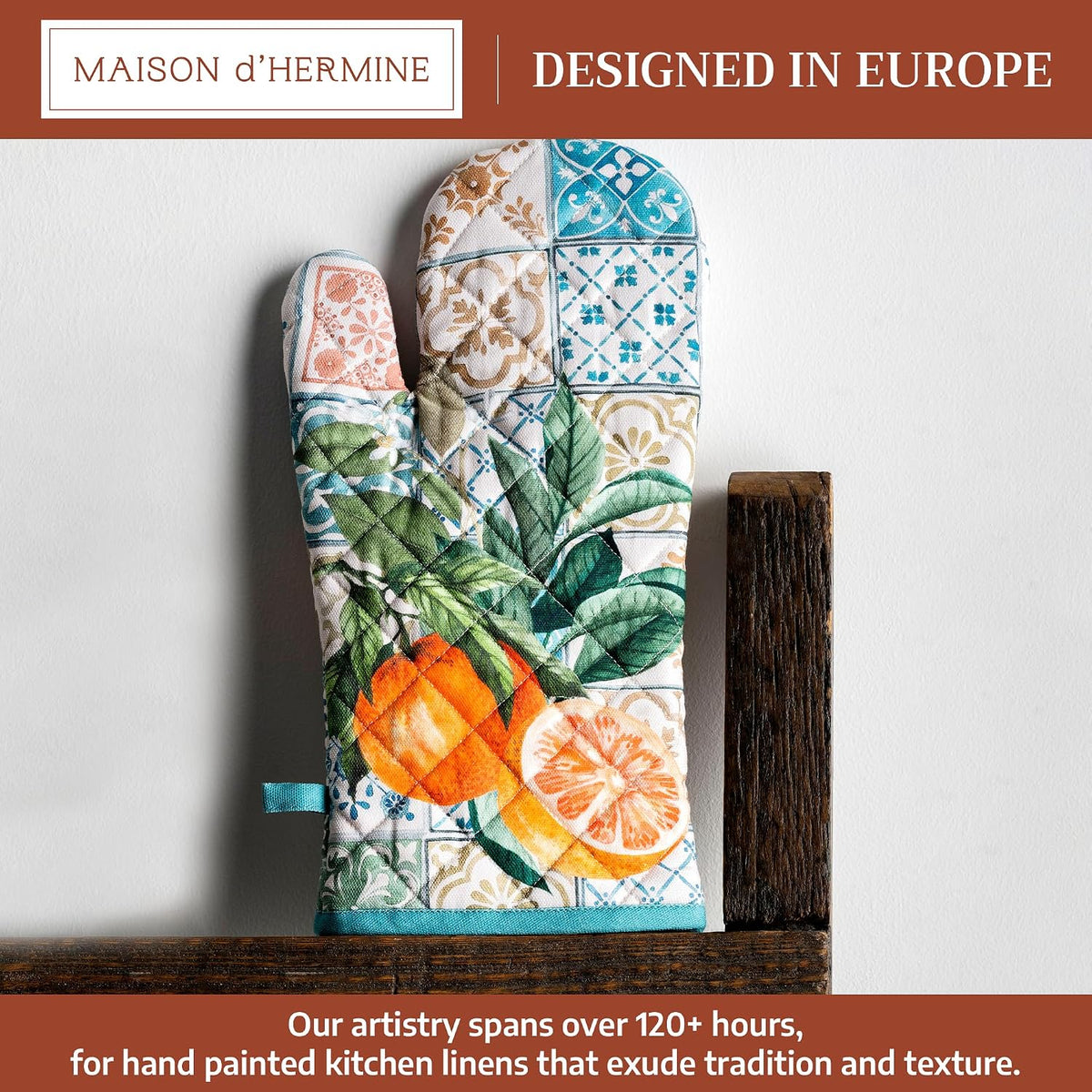 Maison d' Hermine 100% Cotton Oven Mitt & Pot Holder Set (7.5"x13" & 8"x8") - Colors C