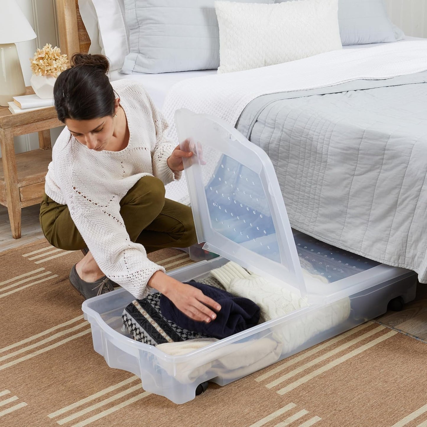 Rubbermaid Cleverstore 17 Qt Clear Storage Bins with Lids, 6-Pack, Stackable, BPA-Free, Made in USA
