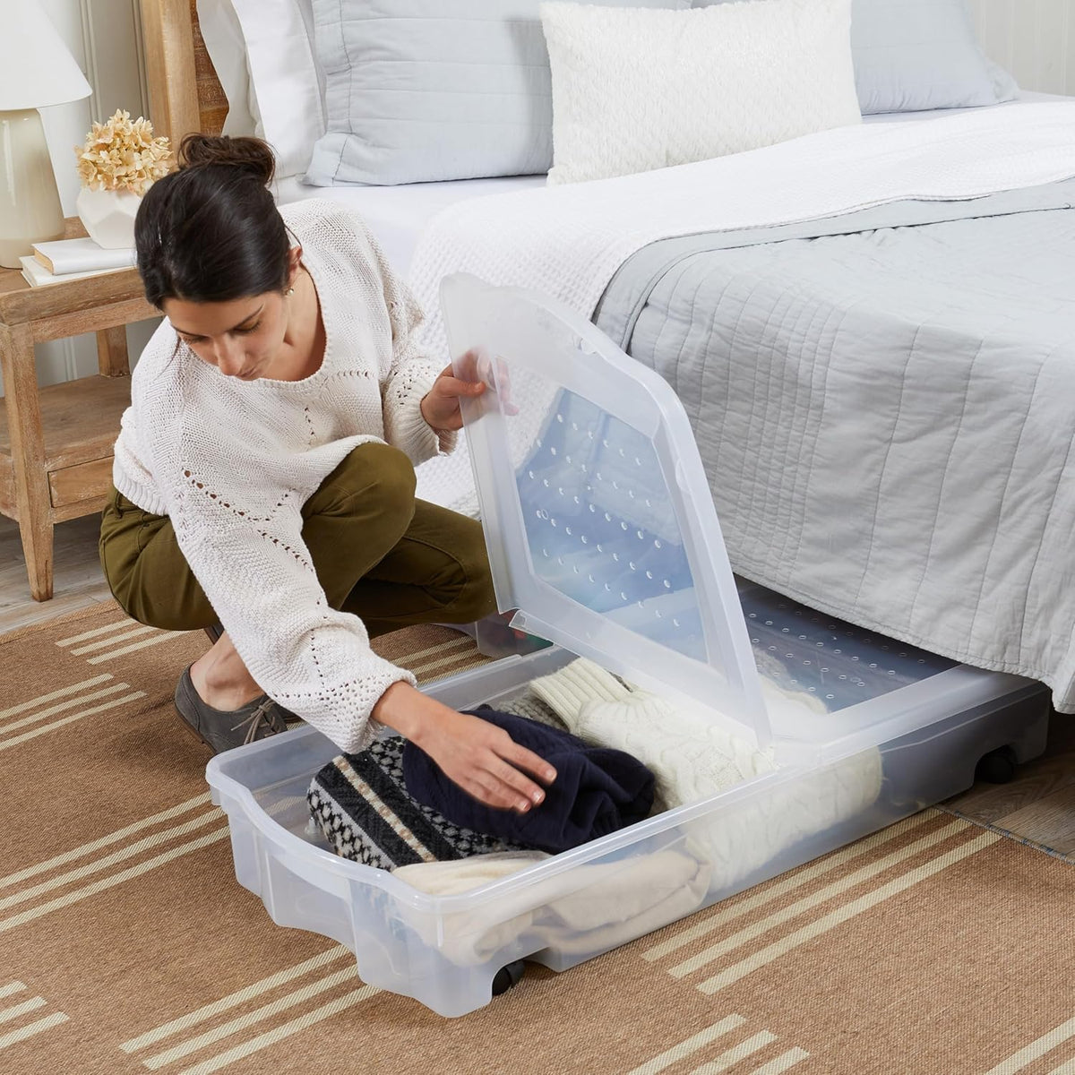 Rubbermaid Cleverstore 17 Qt Clear Storage Bins with Lids, 6-Pack, Stackable, BPA-Free, Made in USA