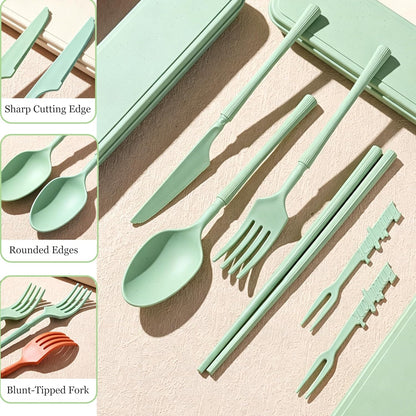 1 Set Large Reusable Travel Utensils Set with Case, Camping Cutlery for Office, Lunch, Dorm & Daily Work Use, Includes Spoon, Knife & Fork((Pink)