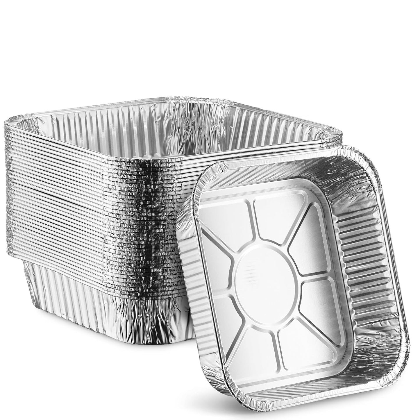 MontoPack 8” Disposable Aluminum Foil Square Baking Pans | 8 x 8 Cake Pan Tin for Broiling, Toaster Oven, Meal Prep, Roasting, Take Out | 20 Pack (8" X 8" Without Lids)