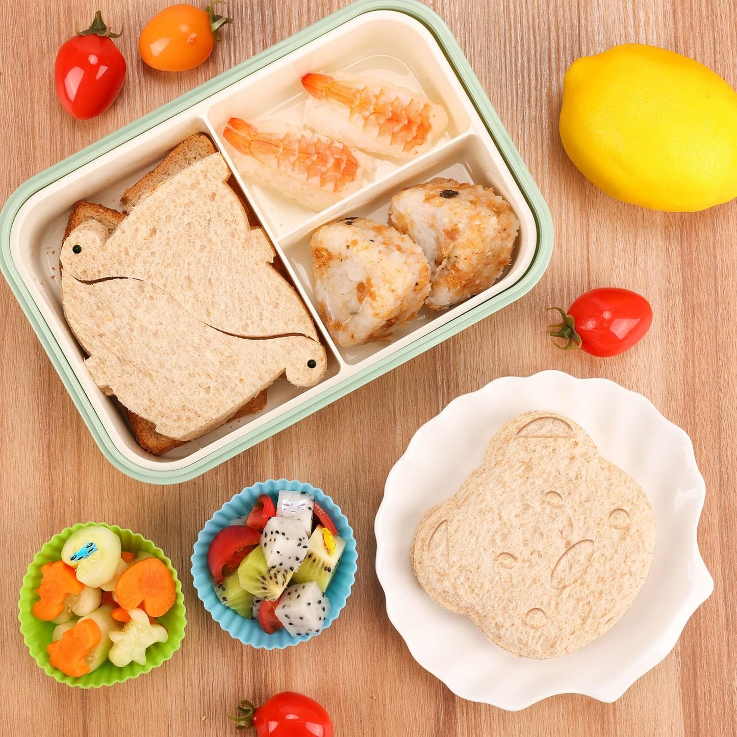 FUNGYAND Sandwich Cutter Set, 52 in 1 Bento Box Accessories Kit Includes Sandwich Cutters, Fruit Cutter, Food Picks, Silicone Cups, Musubi Maker, Rice Ball Maker, Complete Bento Lunch Box Supplies