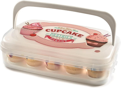 Snips Cupcake Holder 14 Litres White | Double Decorated Container with Double Tray | Made in Italy | BPA-Free