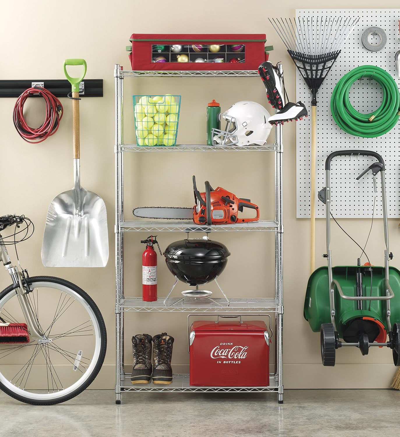 Whitmor 2-Wire Shelving Unit, Metal Storage Shelves, Stacking Shelf with Basket, Easy Assembly Home Organizer for Pantry, Kitchen, Garage, Plant