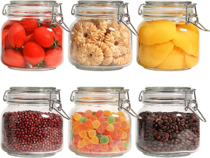 ComSaf Set of 3 Square Glass Jars with Airtight Lids (51 Oz) — Wire Clamp Canisters for Small-Batch Pickling, Kimchi, Bulk Dry Food, Wide Mouth Space Saving Kitchen Pantry Organization Jars