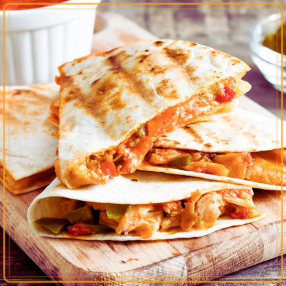 Taco Tuesday Deluxe 8-Inch 6-Wedge Electric Quesadilla Maker with Extra Stuffing Latch, Red