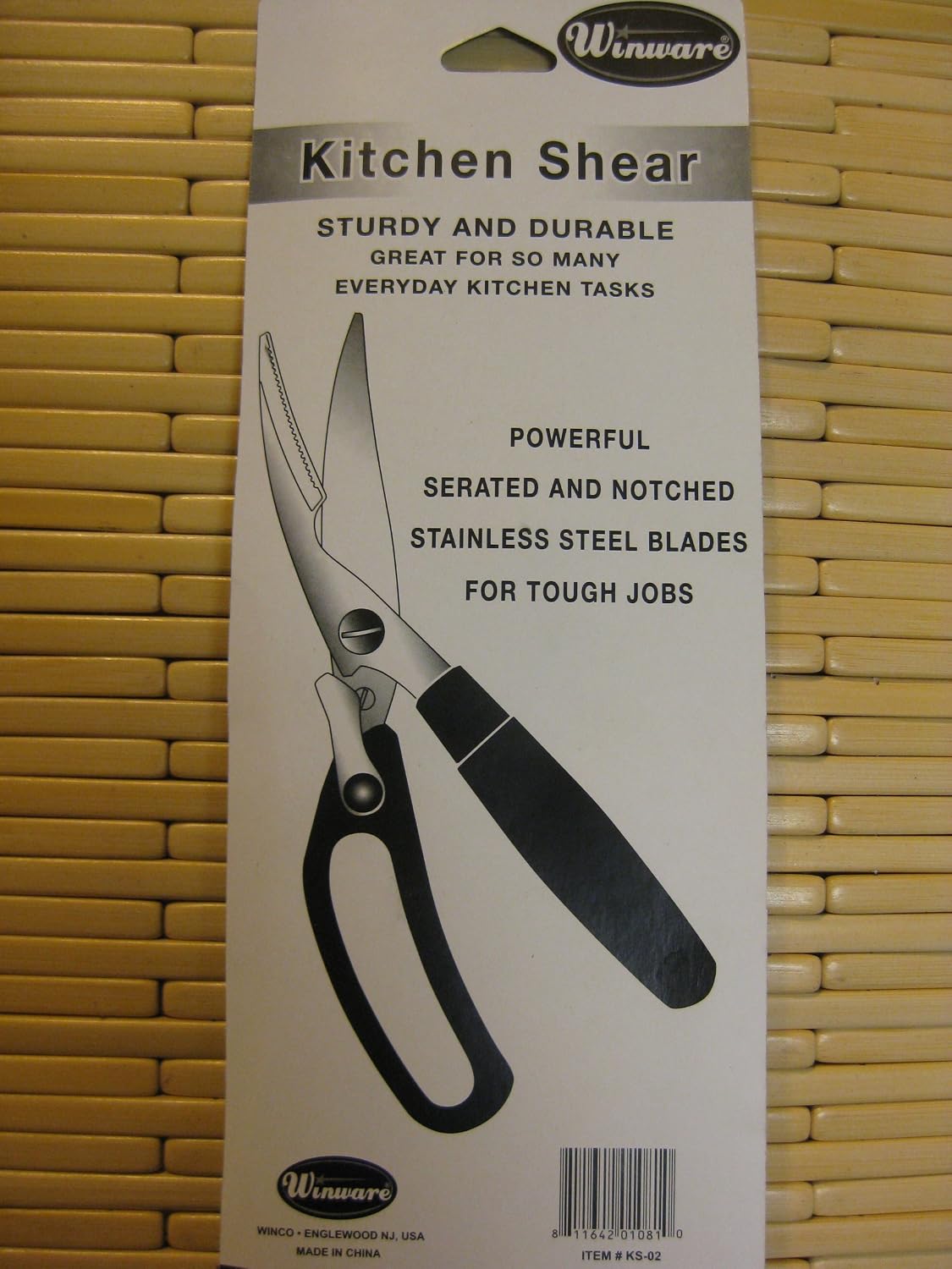 Winco 7 3/4" Black Herb Stainless Steel Shears, Five Blades, and Handle