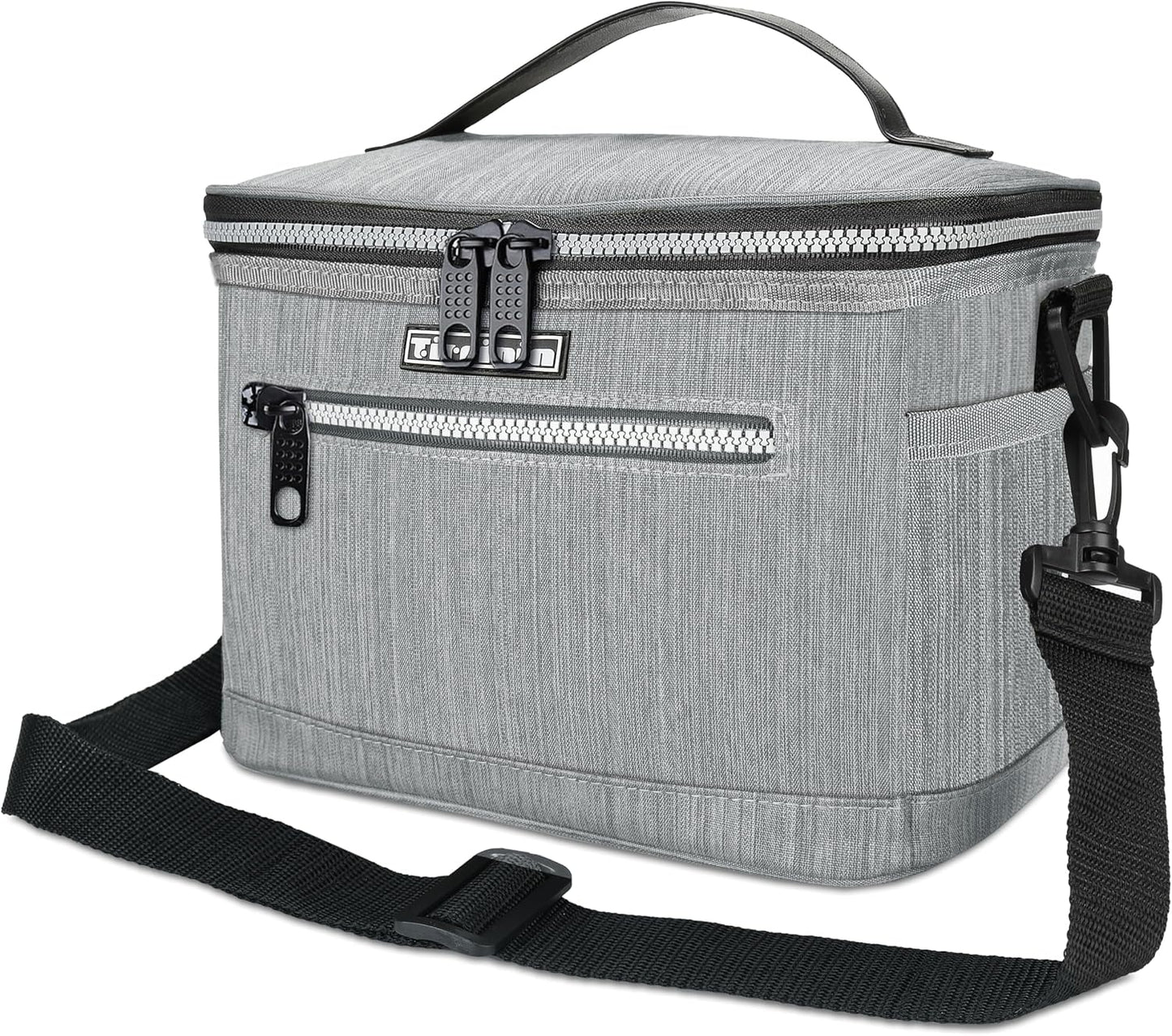 Tirrinia Insulated Lunch Box for Men/Women, Leakproof Lunch Bag for School Work, Large Lunch Tote Kids Boys Girls Student Back to School, Soft Cooler Office Picnic Beach Camping for Adults, Charcoal