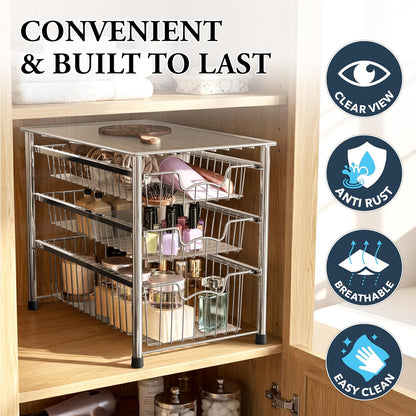 Simple Houseware Stackable Basket Drawer, Chrome