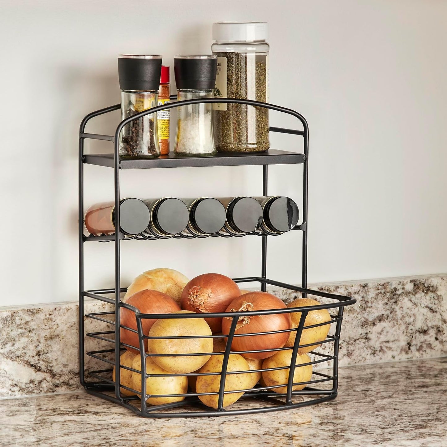 Polder Countertop Storage Bin with Shelf