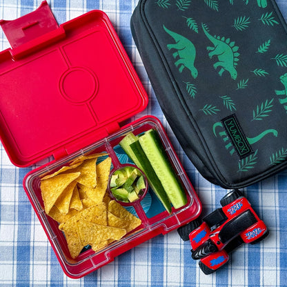 Yumbox Snack Box, 3 Compartments, Leakproof, Glitter Blue | Built-In Dip Well | Removable Compartment Tray | Easy-Open Single Latch | Lightweight & Compact | Perfect for Snacks & Sides